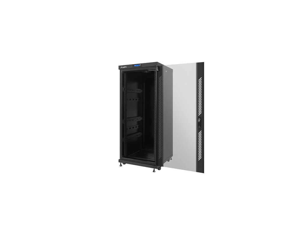 Комуникационен шкаф Lanberg rack cabinet 19" free-standing 27U / 600x600 self-assembly flat pack with glass door LCD 9518_1.jpg