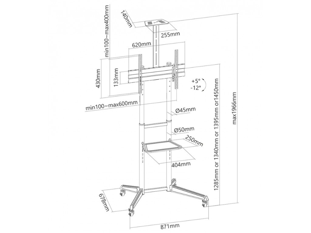 Стойка Neomounts by Newstar Mobile Floor Stand incl. AV- and cam shelf (height adjustable: 128 21237_11.jpg