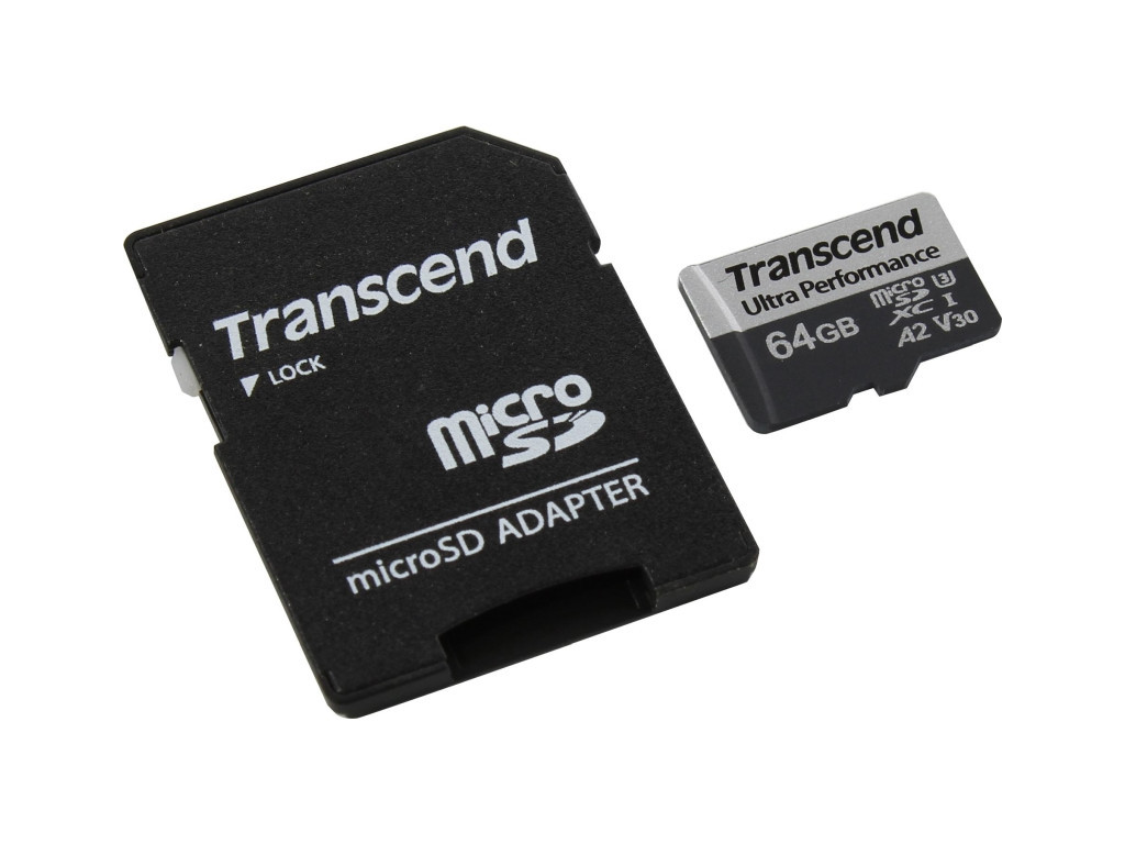 Памет Transcend 64GB microSD with adapter UHS-I U3 A2 Ultra Performance 19492_1.jpg