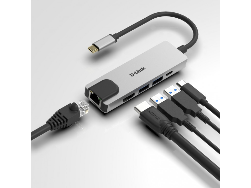 USB хъб D-Link 5-in-1 USB-C Hub with HDMI/Ethernet and Power Delivery 16713_1.jpg