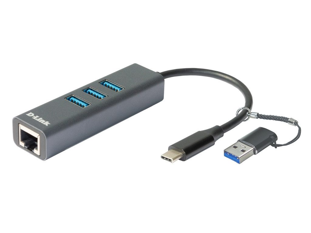 Адаптер D-Link USB-C/USB to Gigabit Ethernet Adapter with 3 USB 3.0 Ports 24595.jpg