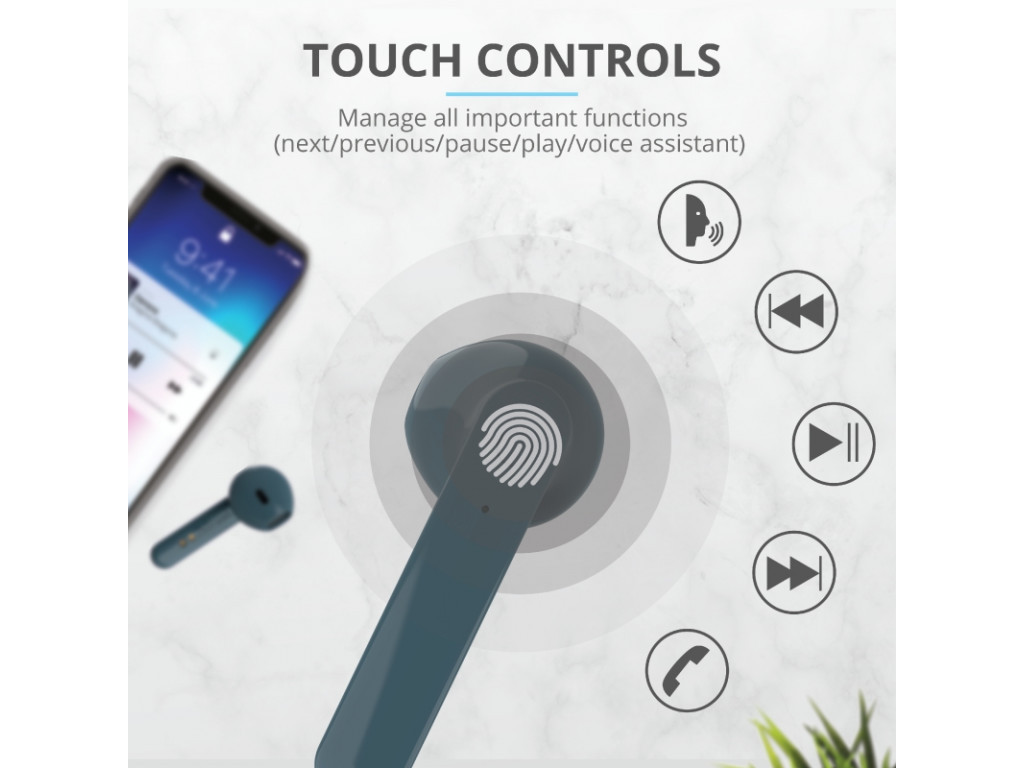 Слушалки TRUST Primo Touch Bluetooth Earphones Blue 1147_42.jpg