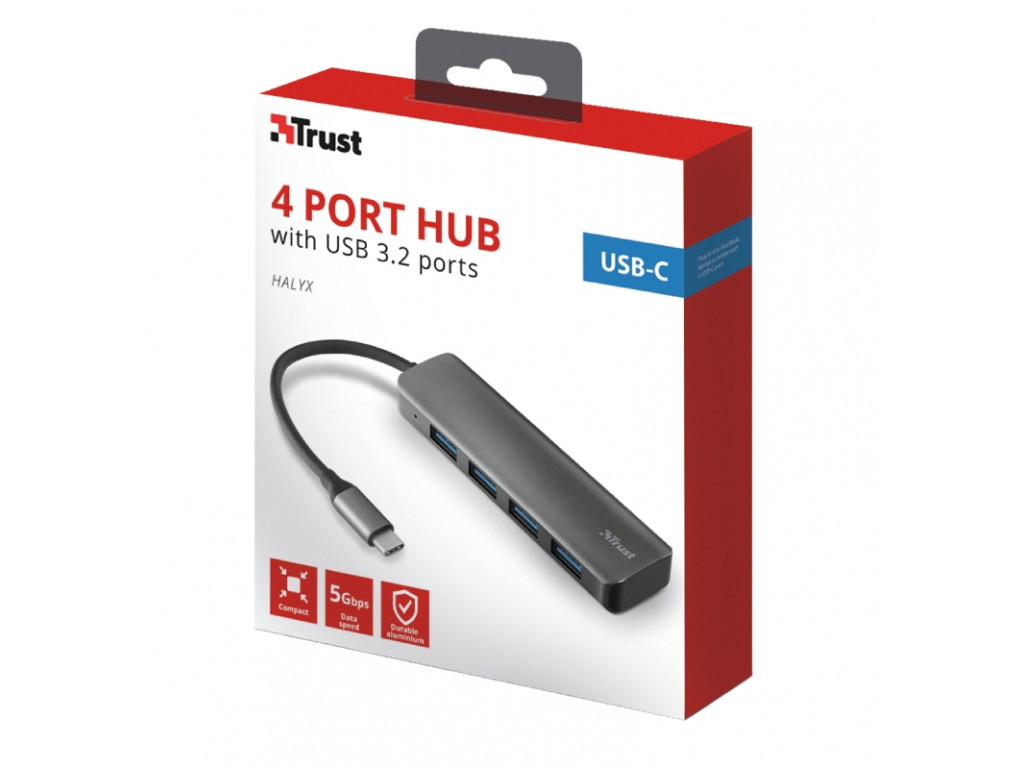 USB хъб TRUST Halyx Alum. USB-C to 4-Port USB3.2 Hub 6570_11.jpg