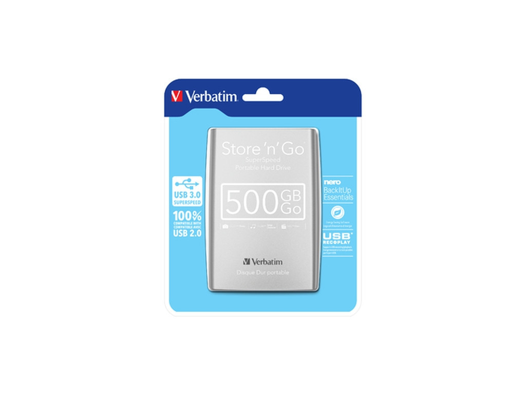 Твърд диск Verbatim External HDD 2.5" 500GB USB3.0 Silver 15620.jpg