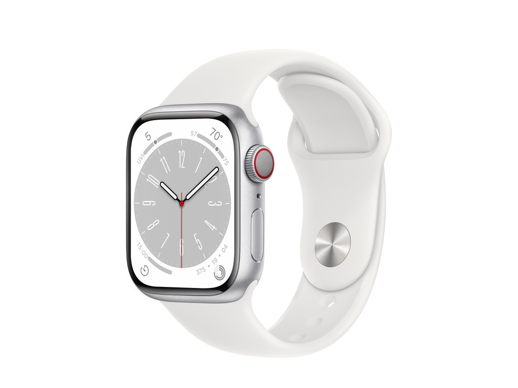 Часовник Apple Watch Series 8 GPS + Cellular 41mm Silver Aluminium Case with White Sport Band - Regular 20916_6.jpg