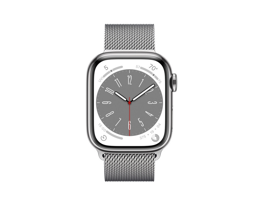 Часовник Apple Watch Series 8 GPS + Cellular 41mm Silver Stainless Steel Case with Silver Milanese Loop 20919_1.jpg