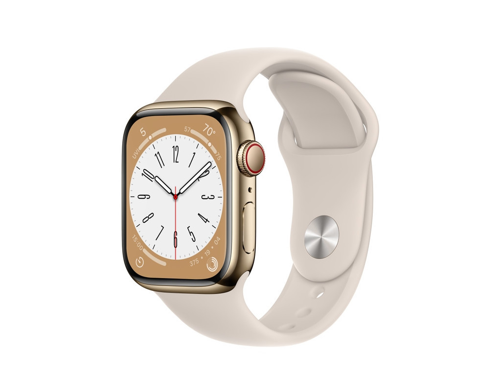 Часовник Apple Watch Series 8 GPS + Cellular 41mm Gold Stainless Steel Case with Starlight Sport Band - Regular 20920_9.jpg