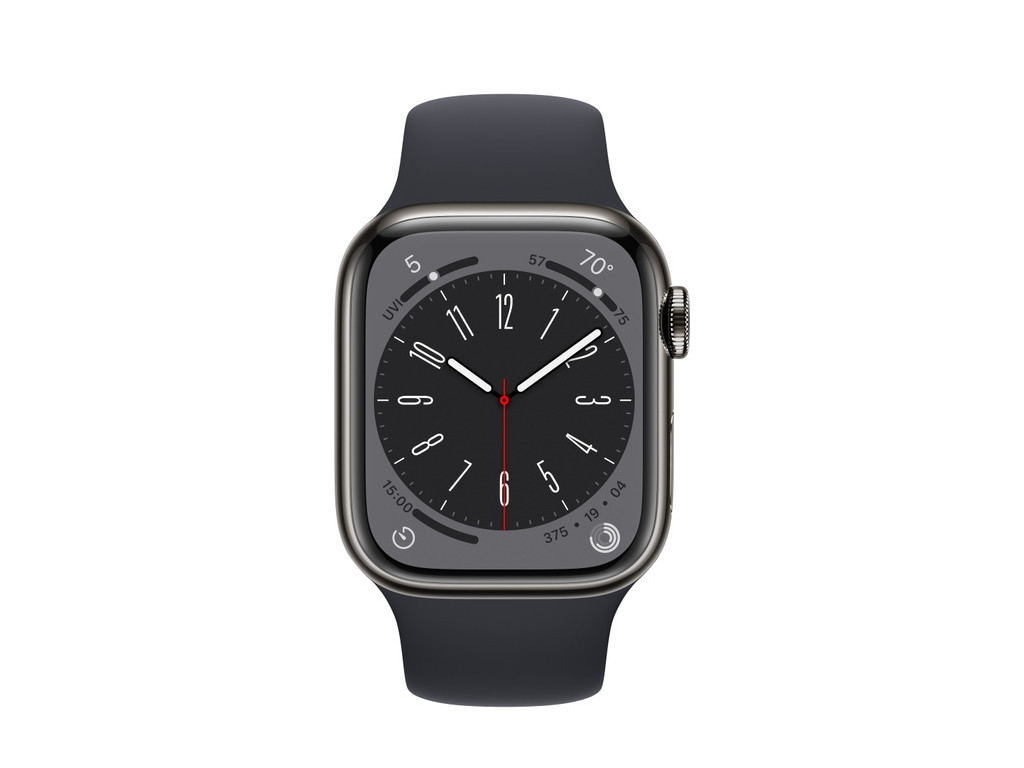 Часовник Apple Watch Series 8 GPS + Cellular 41mm Graphite Stainless Steel Case with Midnight Sport Band - Regular 20922_1.jpg
