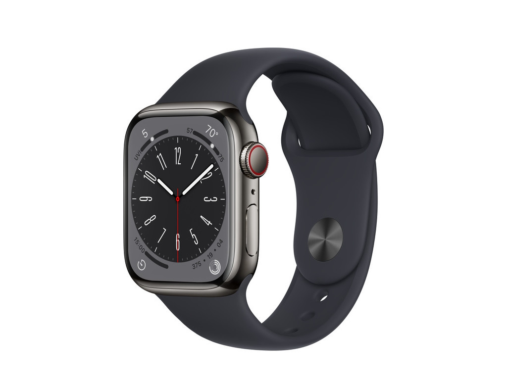 Часовник Apple Watch Series 8 GPS + Cellular 41mm Graphite Stainless Steel Case with Midnight Sport Band - Regular 20922_9.jpg