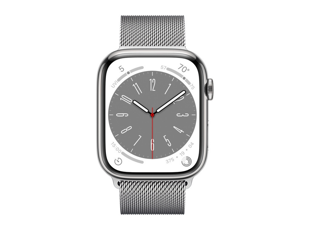 Часовник Apple Watch Series 8 GPS + Cellular 45mm Silver Stainless Steel Case with Silver Milanese Loop 20929_1.jpg