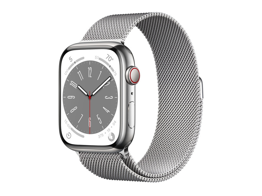 Часовник Apple Watch Series 8 GPS + Cellular 45mm Silver Stainless Steel Case with Silver Milanese Loop 20929_9.jpg