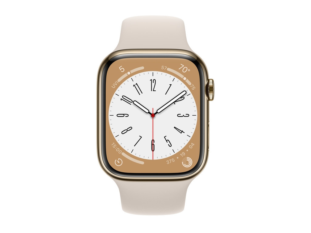 Часовник Apple Watch Series 8 GPS + Cellular 45mm Gold Stainless Steel Case with Starlight Sport Band - Regular 20930_1.jpg