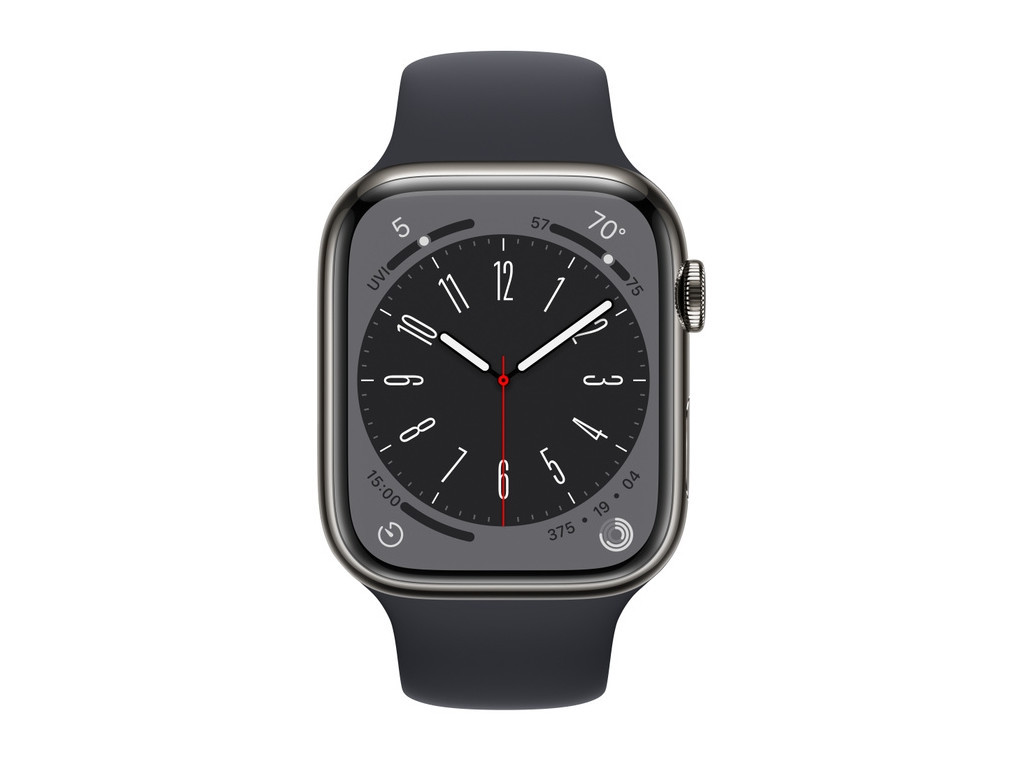 Часовник Apple Watch Series 8 GPS + Cellular 45mm Graphite Stainless Steel Case with Midnight Sport Band - Regular 20932_1.jpg