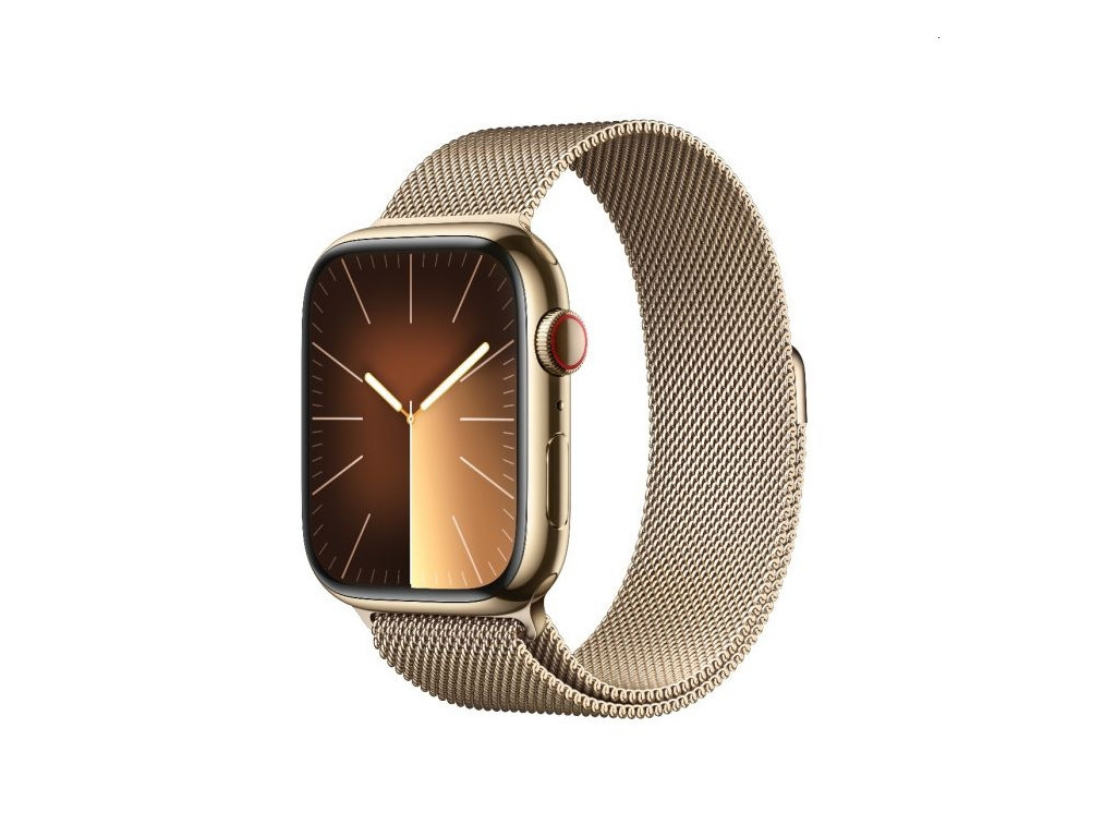 Часовник Apple Watch Series 9 GPS + Cellular 45mm Gold Stainless Steel Case with Gold Milanese Loop 25395.jpg