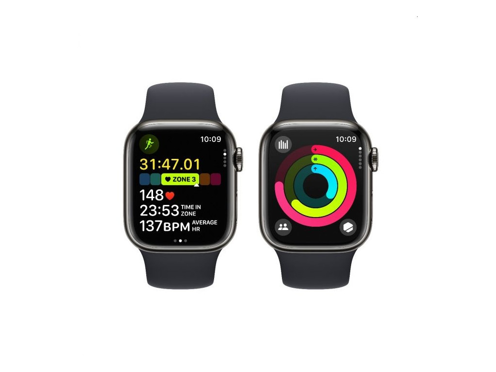 Часовник Apple Watch Series 9 GPS + Cellular 41mm Graphite Stainless Steel Case with Midnight Sport Band - S/M 25427_3.jpg