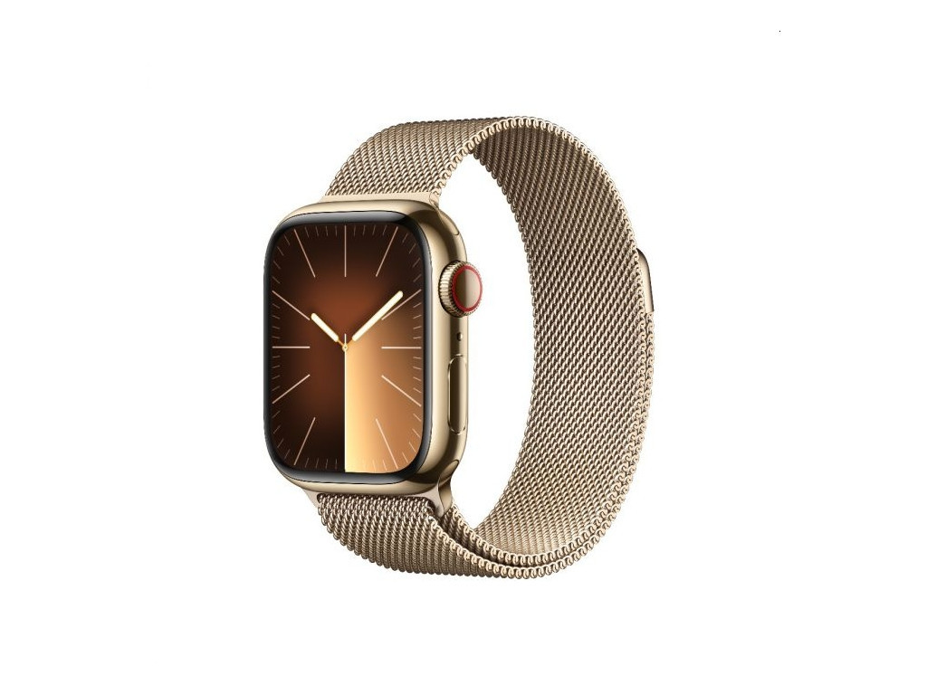 Часовник Apple Watch Series 9 GPS + Cellular 41mm Gold Stainless Steel Case with Gold Milanese Loop 25434.jpg