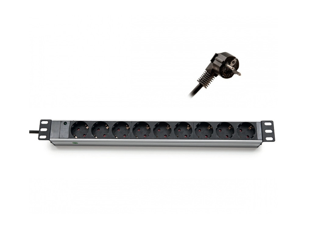 Аксесоар Formrack 19" 9 way power outlet strip (Schuko 230V) Aluminium 1U 9505_1.jpg