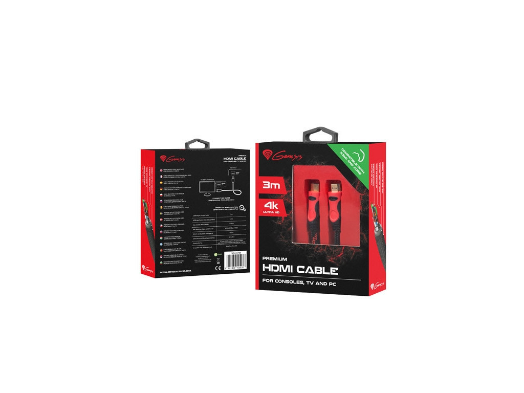 Кабел Genesis Premium High-Speed Hdmi Cable For Xbox One/Xbox 360 3M 4K V2.0 14633_2.jpg