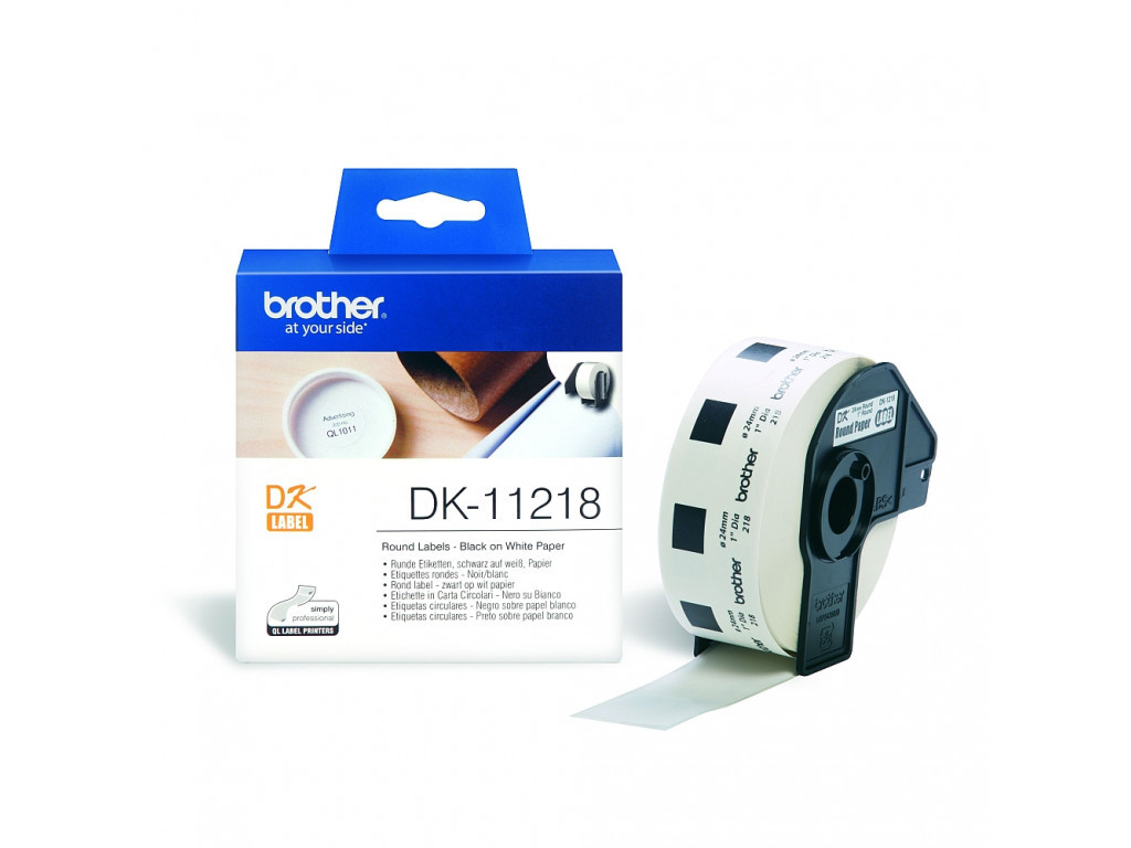 Консуматив Brother DK-11218 Round Paper 1" label 24mm x 24mm x 1000 (Black on White) 11304_1.jpg