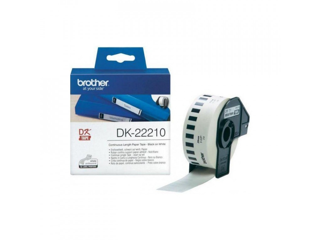 Консуматив Brother DK-22210 Roll White Continuous Length Paper Tape 29mmx30.48M (Black on White) 11311_1.jpg
