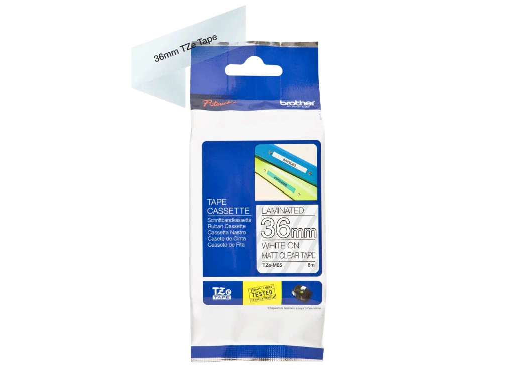 Консуматив Brother TZe-M65 Matt Laminated Labelling Tape Cassette – White On Clear 11387_3.jpg