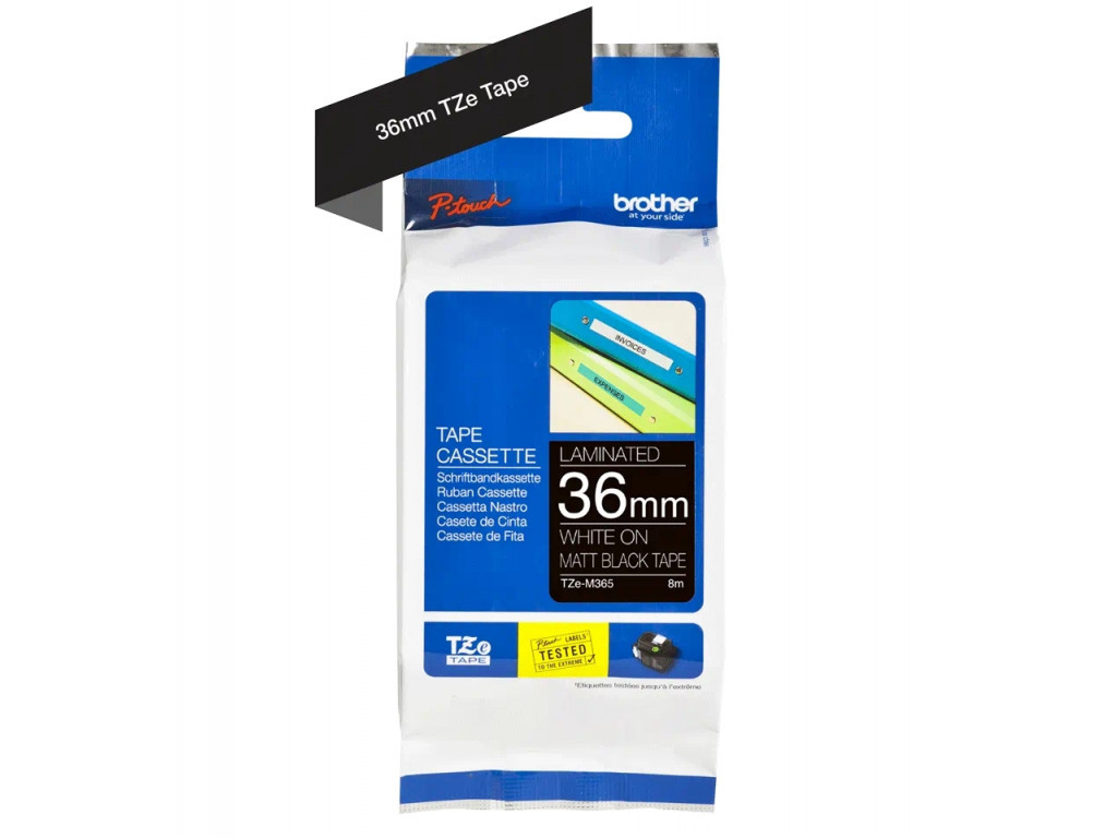 Консуматив Brother TZe-M365 Labelling Tape Cassette – Matt Laminated White On Black 11388_3.jpg
