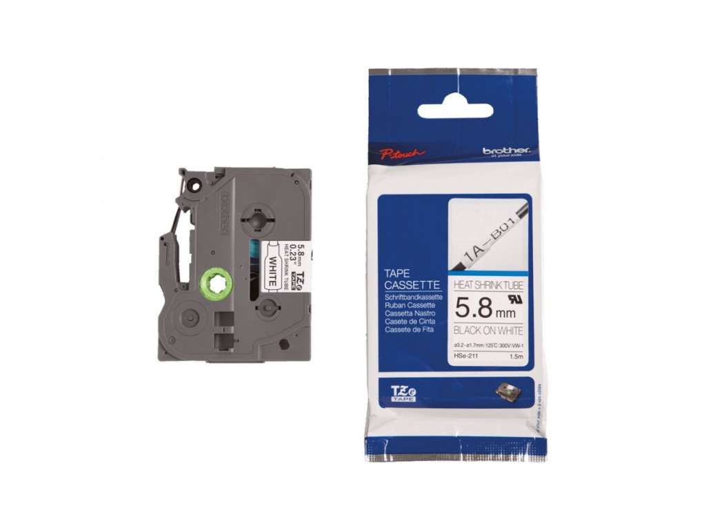 Консуматив Brother HS-E211 5.8mm Black on White Heat Shrink Tube 11405_1.jpg