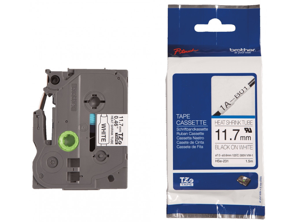 Консуматив Brother HS-E231 11.7mm Black on White Heat Shrink Tube 11407_1.jpg