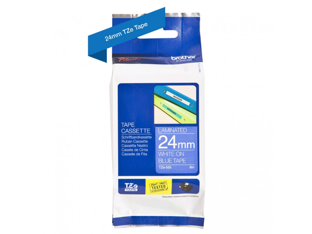 Консуматив Brother TZe-555 Labelling Tape Cassette – White On Blue 11412_1.jpg