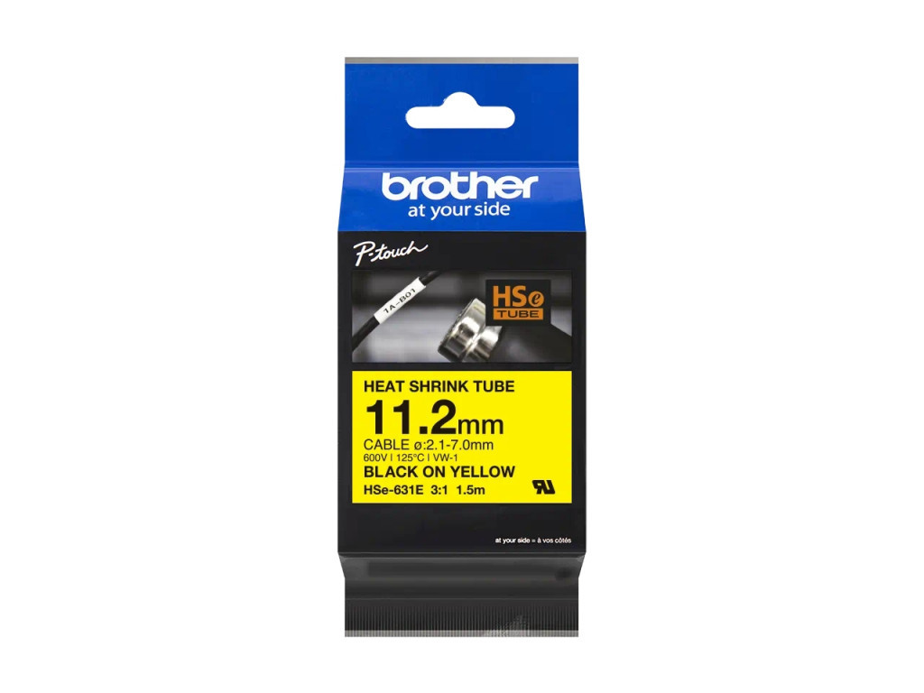 Консуматив Brother HSe-631E 11.2mm Black on Yellow Heat Shrink Tape 24302.jpg