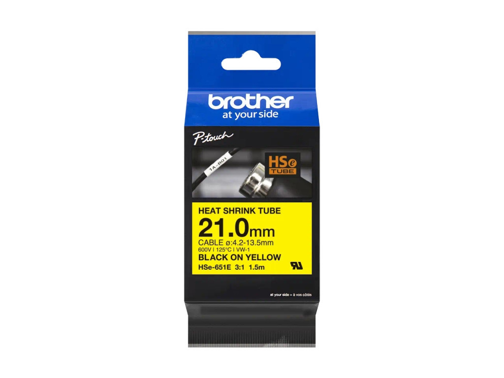 Консуматив Brother HSe-651E 21mm Black on Yellow Heat Shrink Tape 24303_2.jpg