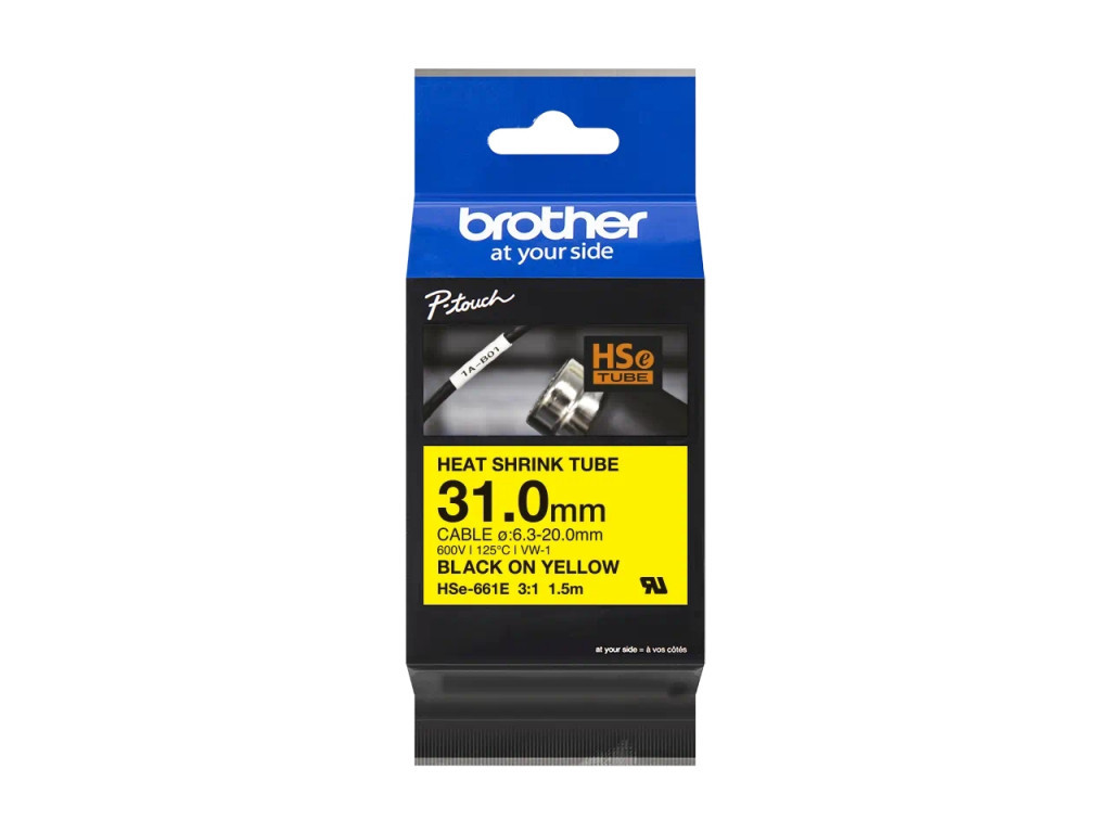 Консуматив Brother HSe-661E 31mm Black on Yellow Heat Shrink Tape 24304_2.jpg