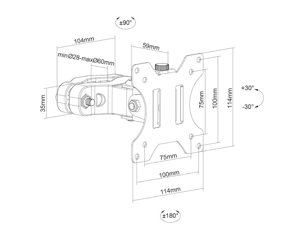 Стойка Neomounts by NewStar Screen Pole Clamp/Truss Mount 1 pivot VESA 100x100 (pole diameter 28-60 mm) 19544_13.jpg