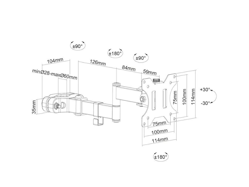 Стойка Neomounts by NewStar Screen Pole Clamp/Truss Mount 3 pivots VESA 100x100 (pole diameter 28-60 mm) 19547_11.jpg