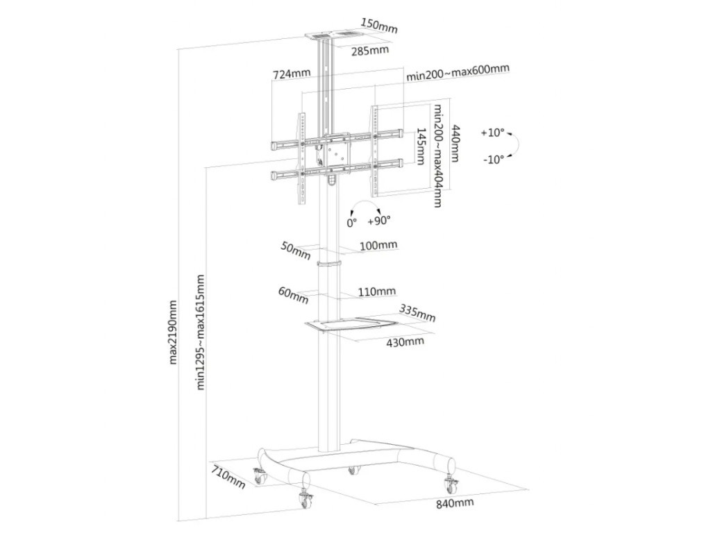 Стойка Neomounts by Newstar Mobile Flat Screen Floor Stand (height: 130-162 cm) 19556_11.jpg