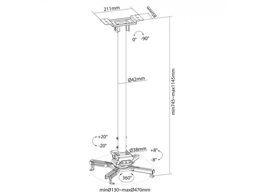 Стойка Neomounts by Newstar Projector Ceiling Mount (height adjustable: 74-114 cm) 20842_8.jpg