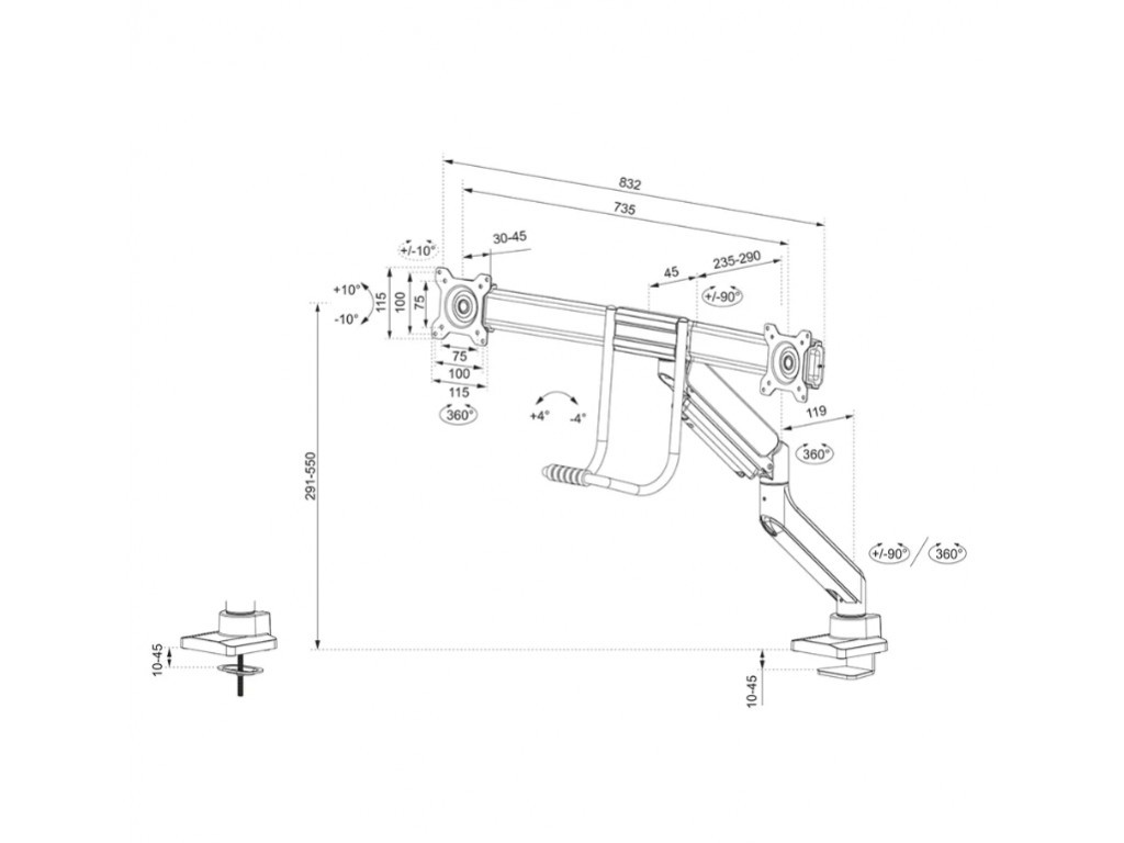 Стойка Neomounts by NewStar Screen Desk Mount 2 screens (topfix clamp & grommet) for 2 Monitor Screens 24051_10.jpg