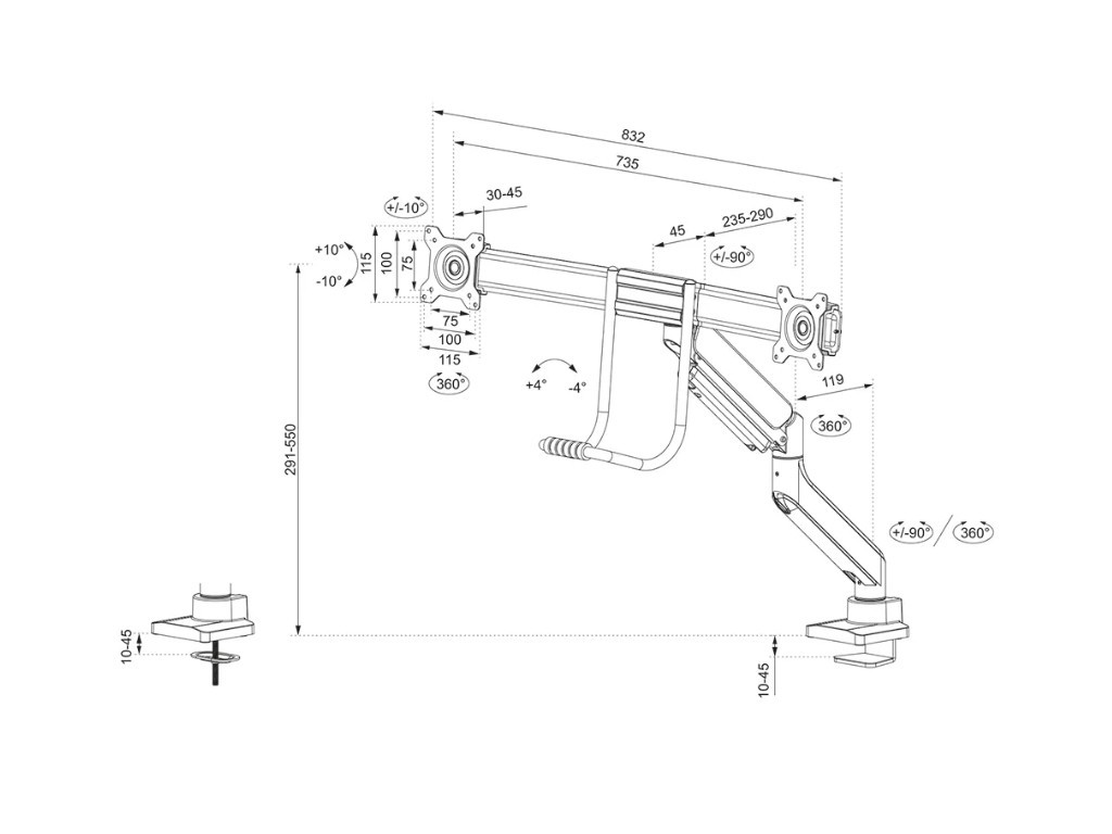 Стойка Neomounts by NewStar Screen Desk Mount 2 screens (topfix clamp & grommet) for 2 Monitor Screens 24052_19.jpg