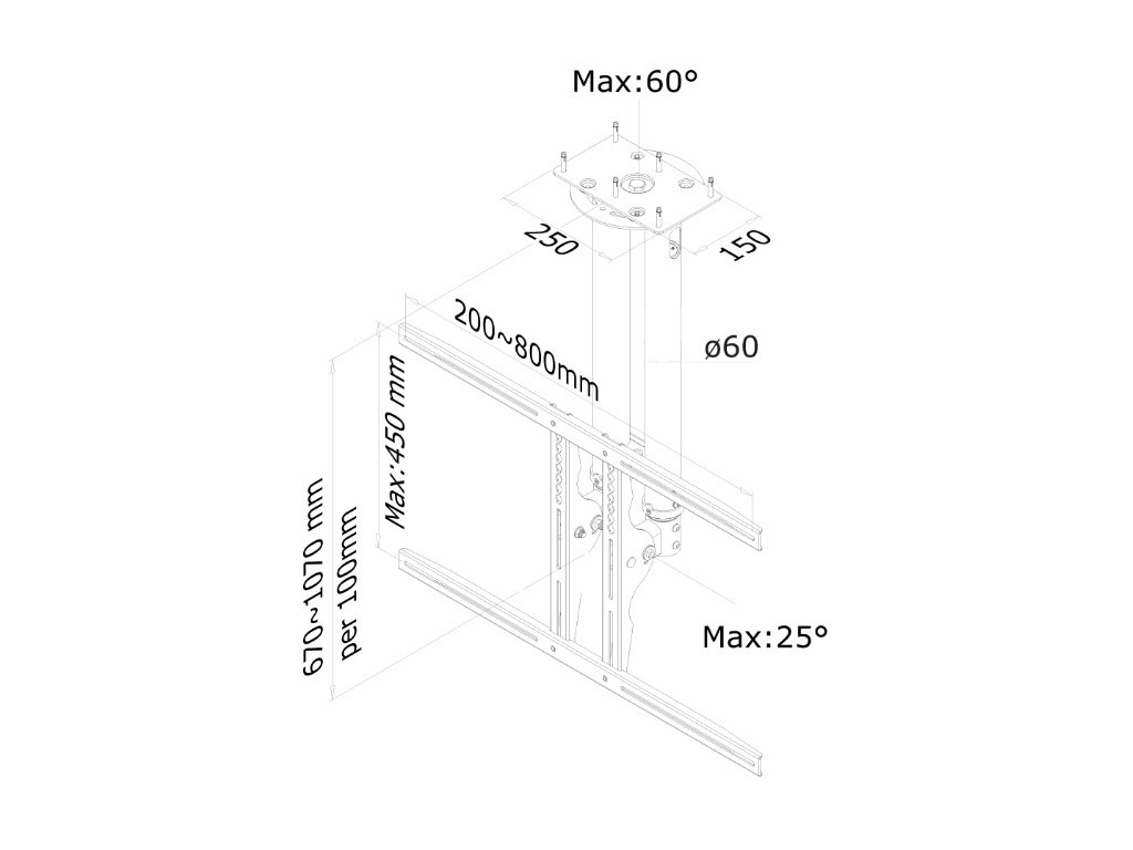 Стойка Neomounts by NewStar Flat Screen Ceiling Mount (Height: 64-104 cm) 6770_11.jpg