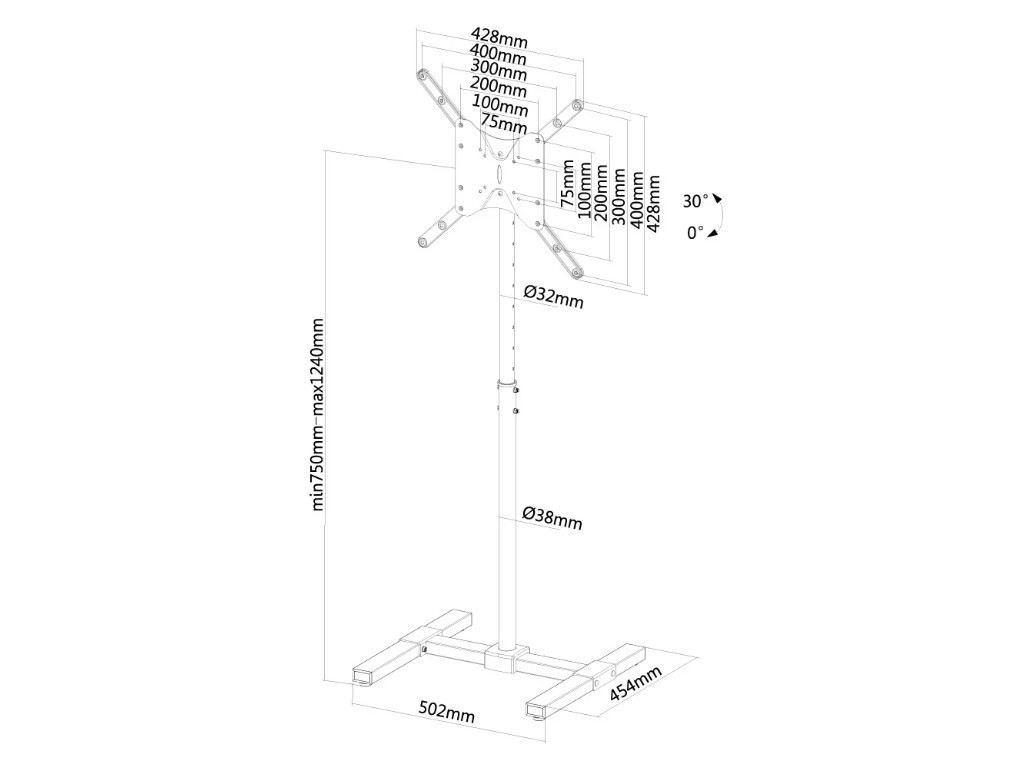 Стойка Neomounts by NewStar Flat Screen Floor Stand (height: 75-124 cm) 6828_8.jpg