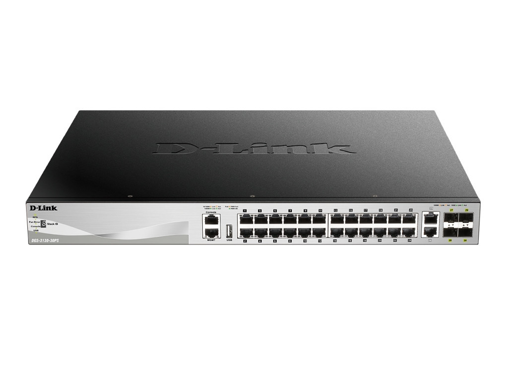 Комутатор D-Link 24 x 10/100/1000BASE-T PoE ports (370W budget) Layer 3 Stackable Managed Gigabit Switch with 2 x 10GBASE-T ports and 4 x SFP+ ports 24200.jpg