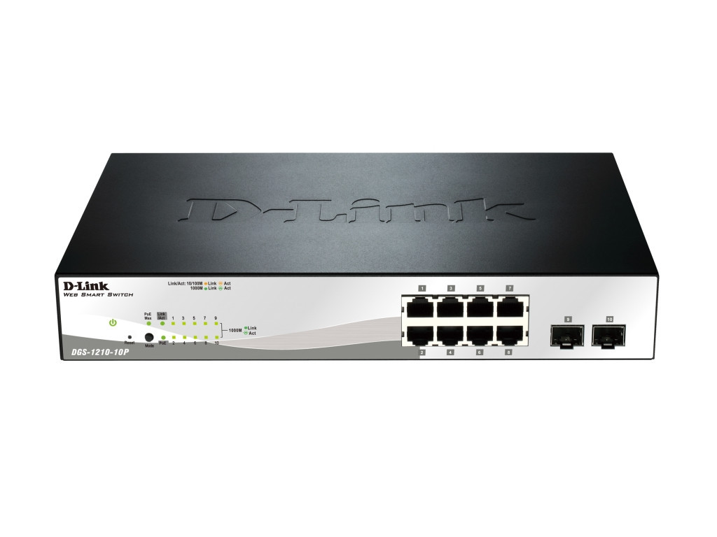 Комутатор D-Link 10-port 10/100/1000 Gigabit PoE Smart Switch including 2 SFP 9278.jpg