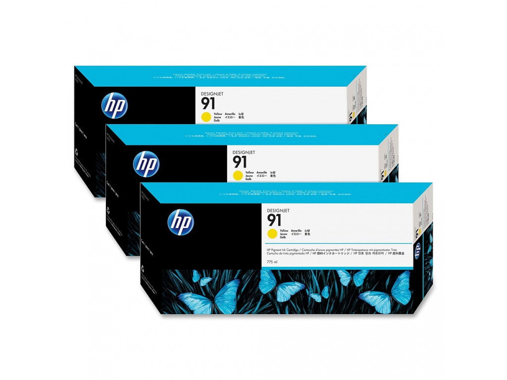 Консуматив HP 91 3-pack 775-ml Yellow Ink Cartridges 12960_1.jpg