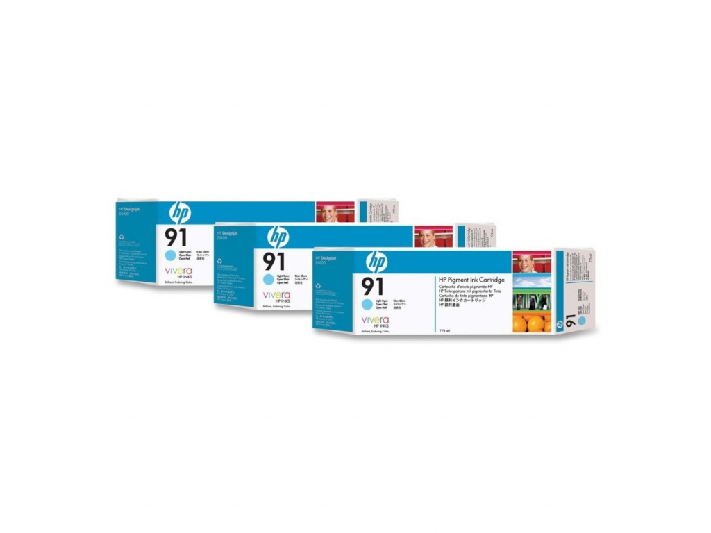 Консуматив HP 91 3-pack 775-ml Light Cyan Pigment Ink Cartridges 12961_1.jpg