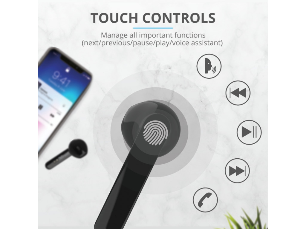 Слушалки TRUST Primo Touch Bluetooth Earphones Black 1146_20.jpg