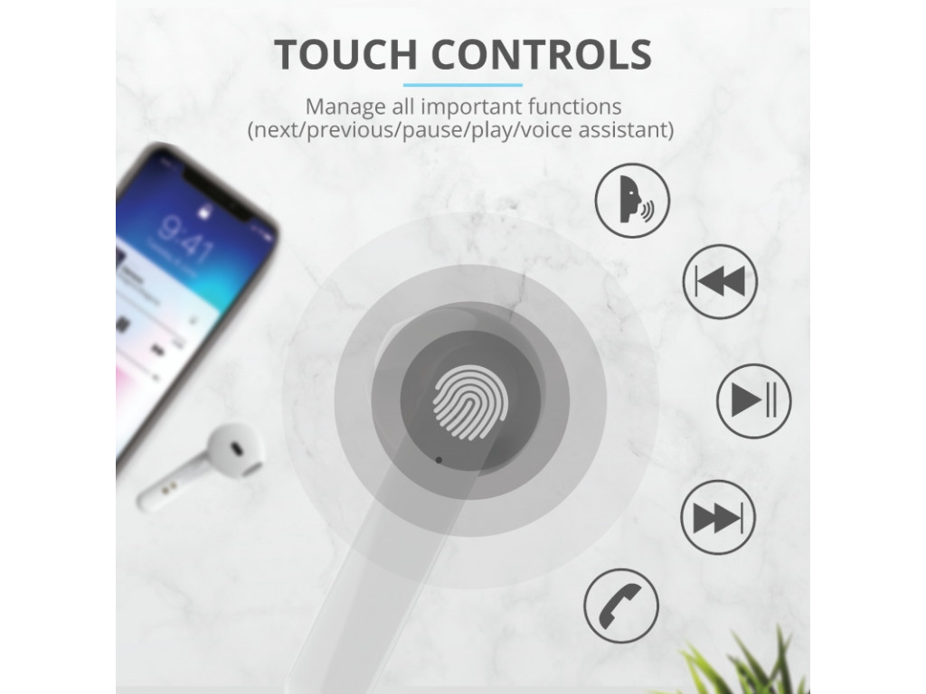 Слушалки TRUST Primo Touch Bluetooth Earphones White 1150_20.jpg