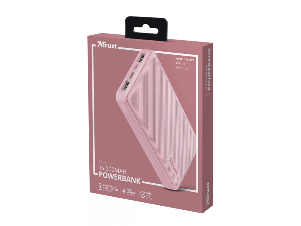 Външна батерия TRUST Primo Fast Powerbank 15000 mAh Pink 17275_13.jpg