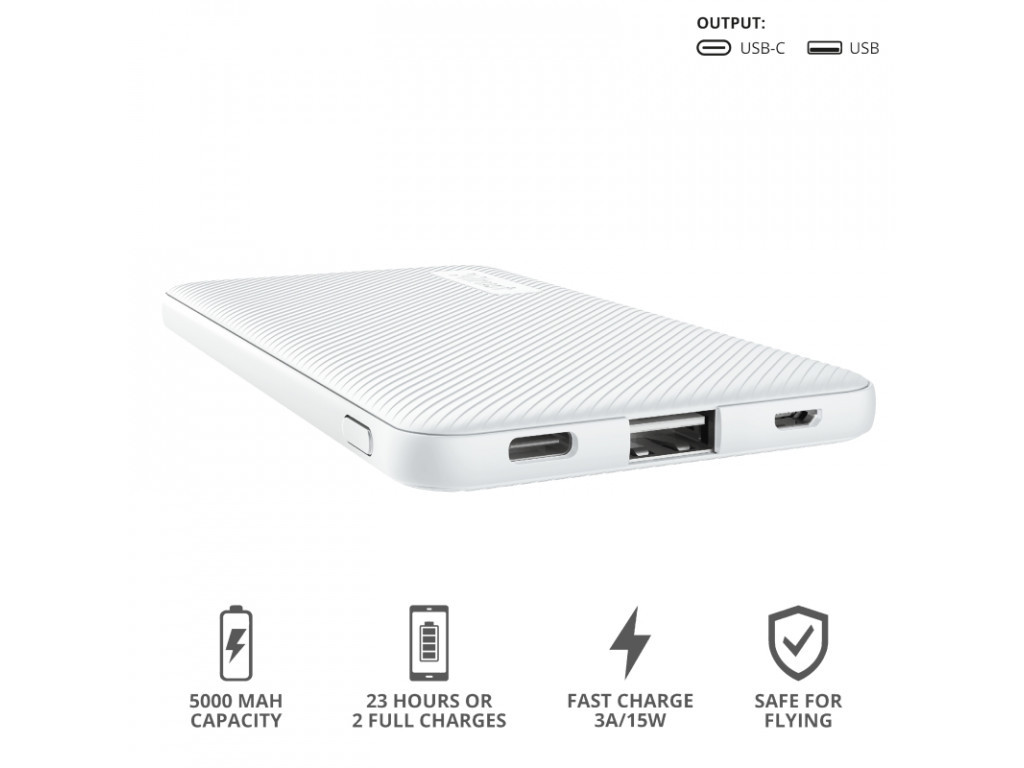 Външна батерия TRUST Primo Fast Ultra-thin Powerbank 5000 mAh White 17282_12.jpg