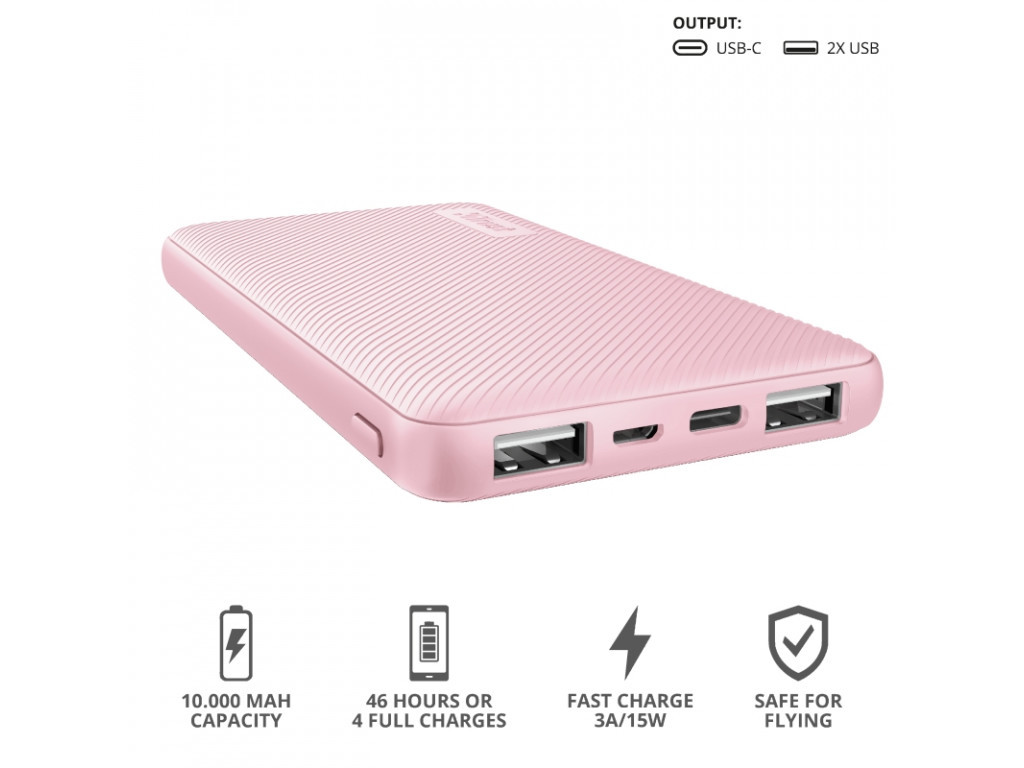 Външна батерия TRUST Primo Fast Ultra-thin Powerbank 10000 mAh Pink 17285_12.jpg