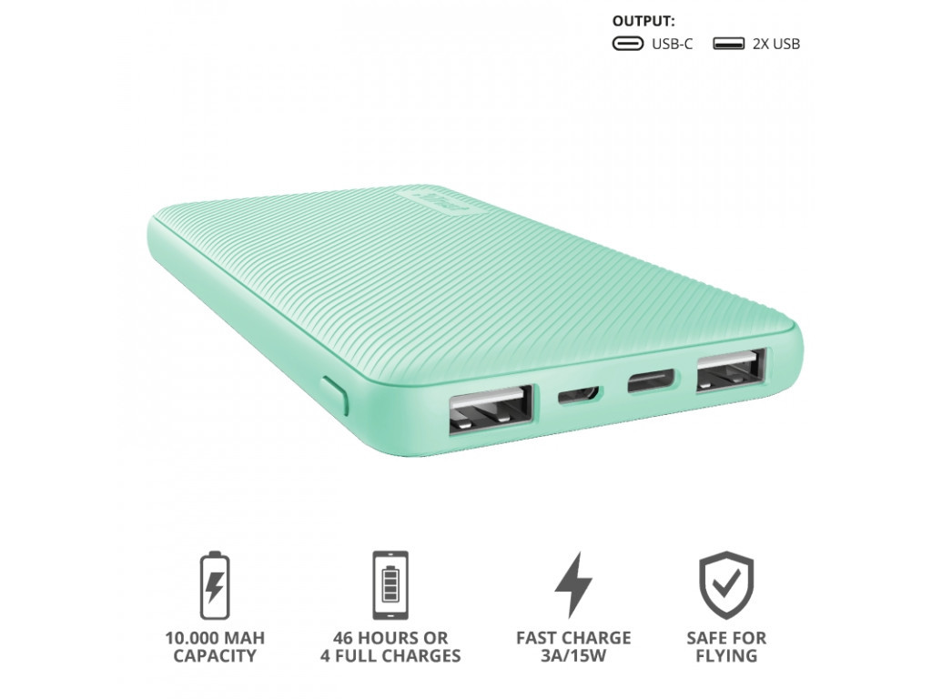 Външна батерия TRUST Primo Fast Ultra-thin Powerbank 10000 mAh Mint 17286_12.jpg